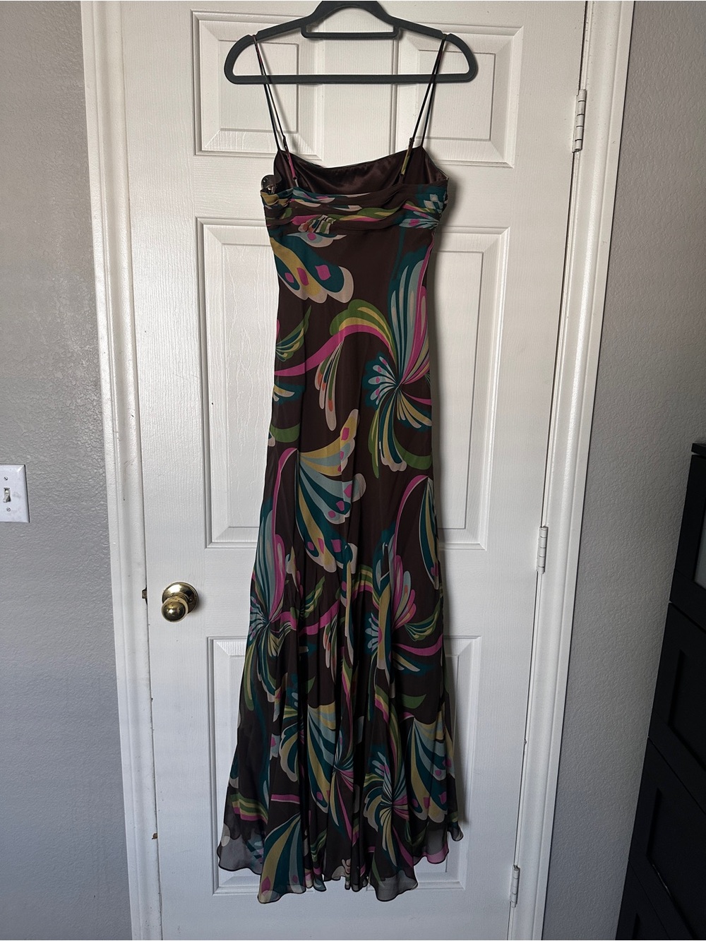 Vintage BCBG Max Azria 100% Silk Bias Cut Botanical Maxi Dress | Size 2 | Y2K - Picture 7 of 8